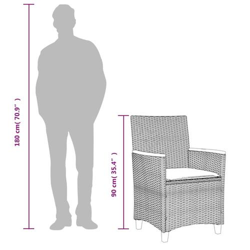 Havestole 2 stk. med hynder polyrattan og massivt træ sort