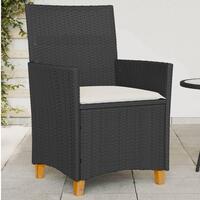 Havestole 2 stk. med hynder polyrattan og massivt træ sort