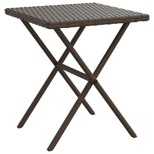 Liggestole 2 stk. med bord polyrattan brun