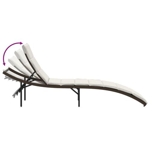Liggestole 2 stk. med bord polyrattan brun