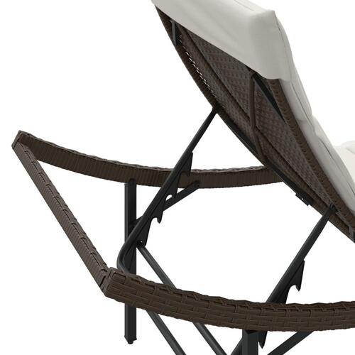 Liggestole 2 stk. med bord polyrattan brun