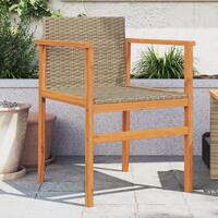 Havestole 2 stk. polyrattan og massivt træ beige