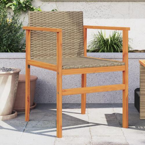 Havestole 2 stk. polyrattan og massivt træ beige