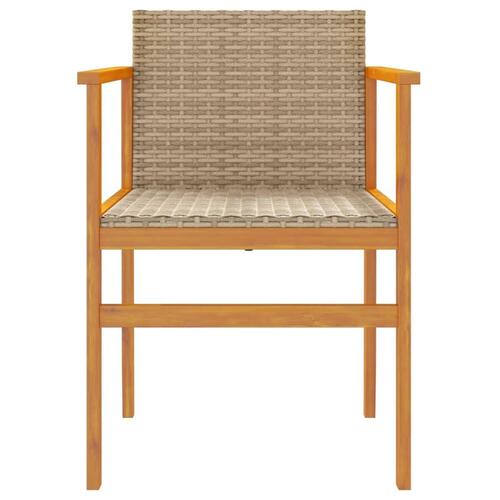 Havestole 2 stk. polyrattan og massivt træ beige