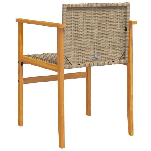Havestole 2 stk. polyrattan og massivt træ beige