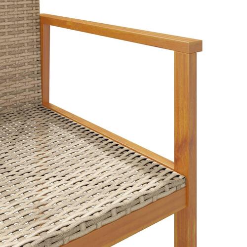 Havestole 2 stk. polyrattan og massivt træ beige