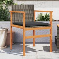 Havestole 2 stk. med hynder polyrattan og massivt træ grå
