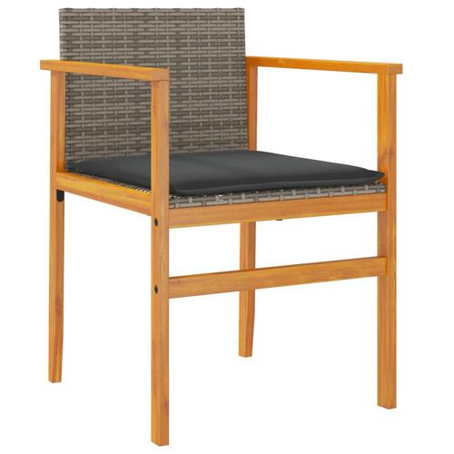Havestole 2 stk. med hynder polyrattan og massivt træ grå