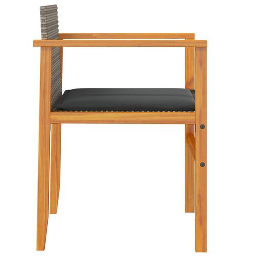 Havestole 2 stk. med hynder polyrattan og massivt træ grå