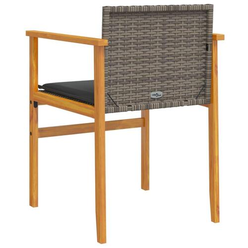 Havestole 2 stk. med hynder polyrattan og massivt træ grå