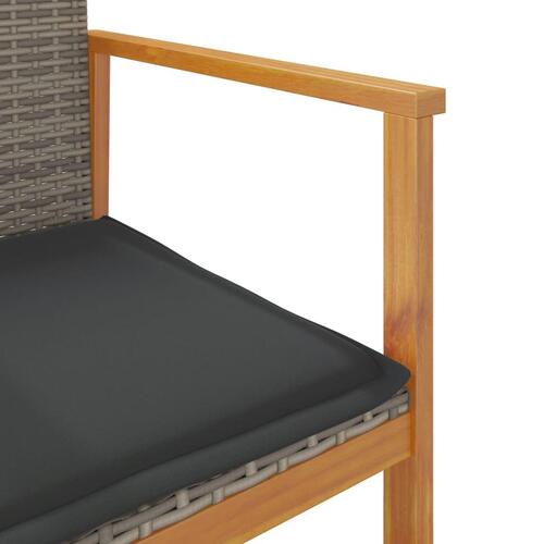 Havestole 2 stk. med hynder polyrattan og massivt træ grå