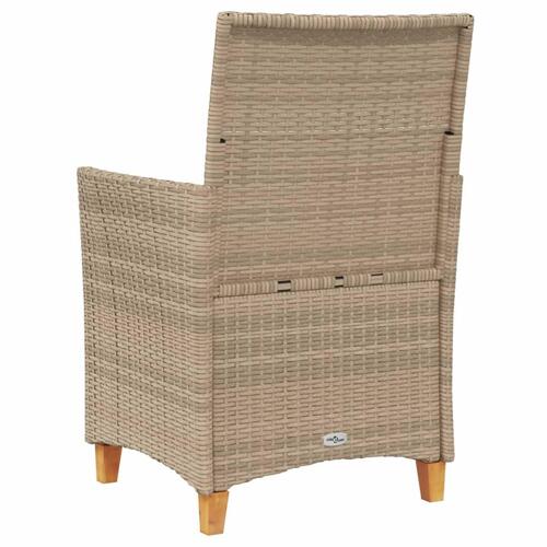 Havestole 2 stk. med hynder polyrattan og massivt træ beige