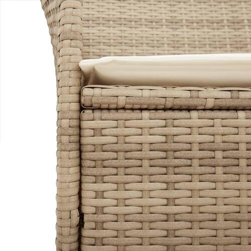 Havestole 2 stk. med hynder polyrattan og massivt træ beige
