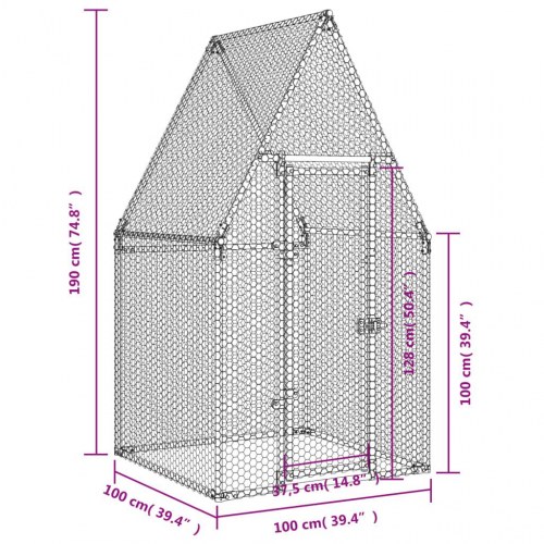 Hønsehus 100x100x190 cm galvaniseret stål grå