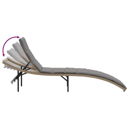 Liggestole 2 stk. med bord polyrattan beige