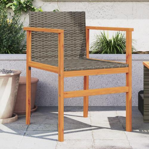 Havestole 2 stk. polyrattan og massivt træ grå