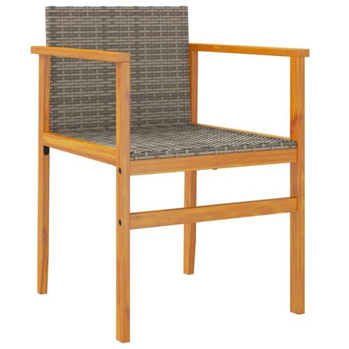 Havestole 2 stk. polyrattan og massivt træ grå