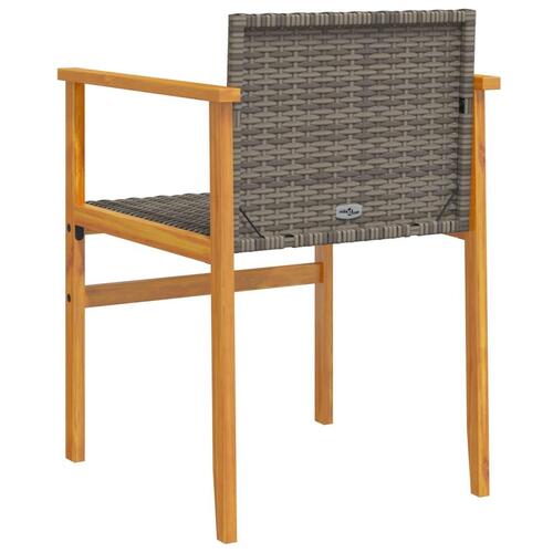 Havestole 2 stk. polyrattan og massivt træ grå