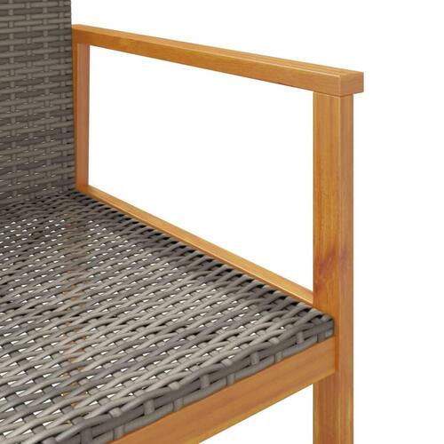 Havestole 2 stk. polyrattan og massivt træ grå