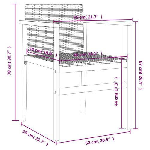 Havestole 2 stk. polyrattan og massivt træ grå