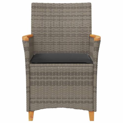 Havestole 2 stk. med hynder polyrattan og massivt træ grå