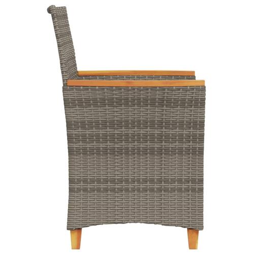 Havestole 2 stk. med hynder polyrattan og massivt træ grå