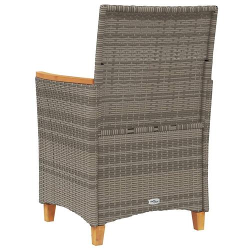 Havestole 2 stk. med hynder polyrattan og massivt træ grå