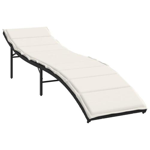 Liggestole 2 stk. med bord polyrattan sort