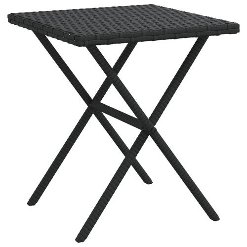 Liggestole 2 stk. med bord polyrattan sort