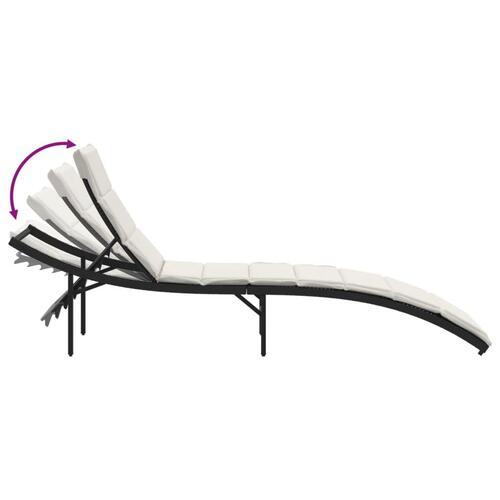 Liggestole 2 stk. med bord polyrattan sort