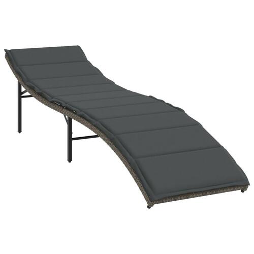 Liggestole 2 stk. med bord polyrattan grå