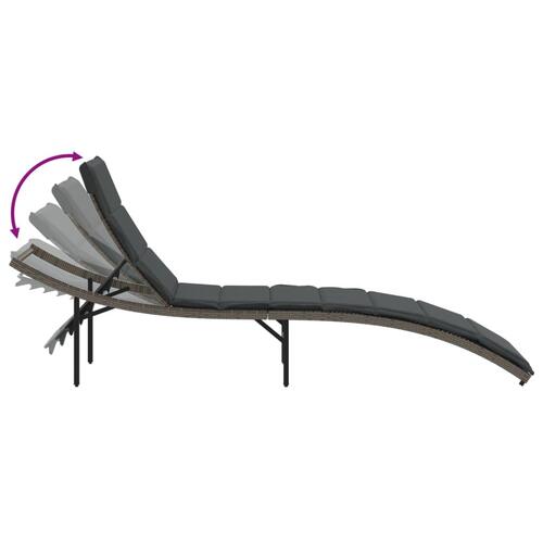 Liggestole 2 stk. med bord polyrattan grå