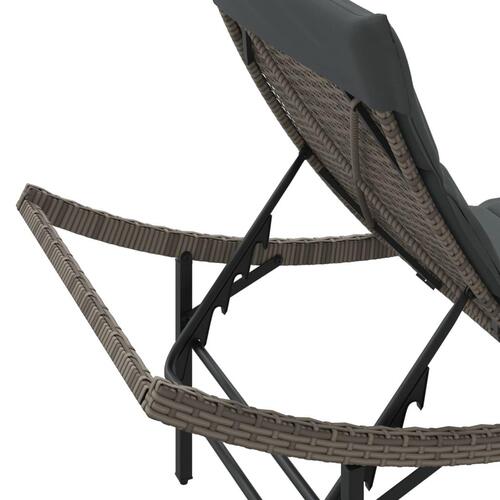 Liggestole 2 stk. med bord polyrattan grå