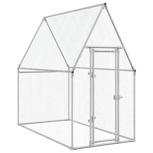 Hønsehus 200x100x190 cm galvaniseret stål grå