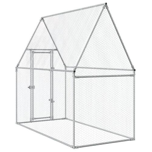 Hønsehus 200x100x190 cm galvaniseret stål grå