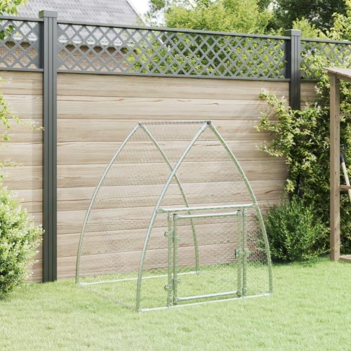 Hønsehus 100x105x120 cm galvaniseret stål sølvfarvet