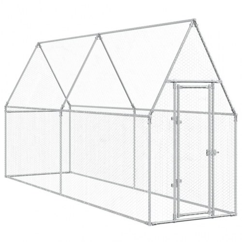 Hønsehus 400x100x190 cm galvaniseret stål sølvfarvet