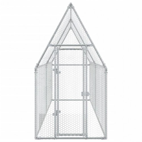 Hønsehus 400x100x190 cm galvaniseret stål sølvfarvet