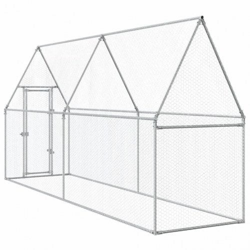 Hønsehus 400x100x190 cm galvaniseret stål sølvfarvet