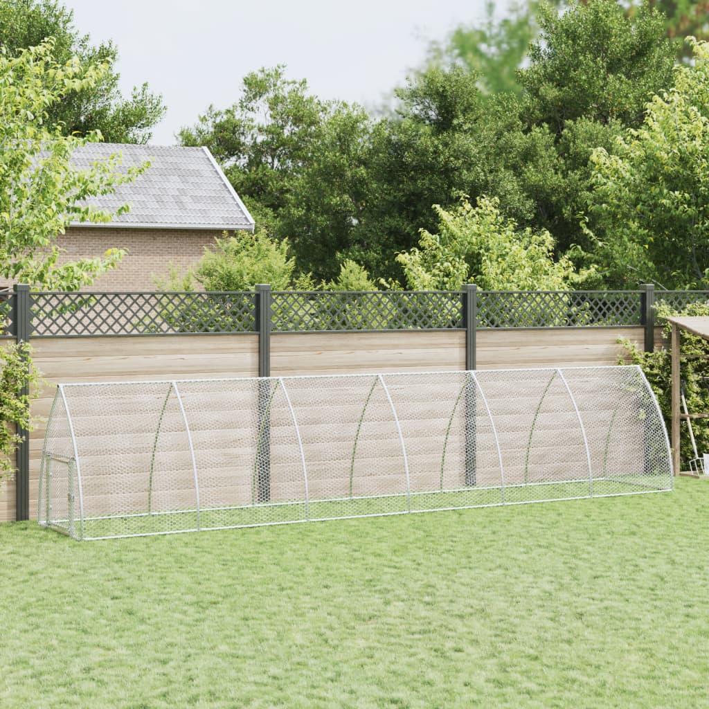 Hønsehus 600x105x120 cm galvaniseret stål sølvfarvet