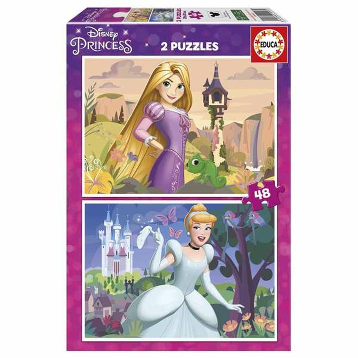 Disney Princess puslespil sæt - Cinderella & Rapunzel, 2 x 48 brikker