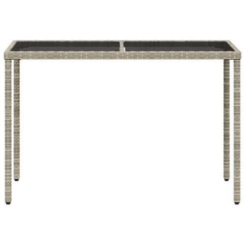 Havebord med glastop 115x54x74 cm polyrattan lysegrå