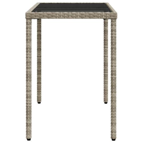 Havebord med glastop 115x54x74 cm polyrattan lysegrå