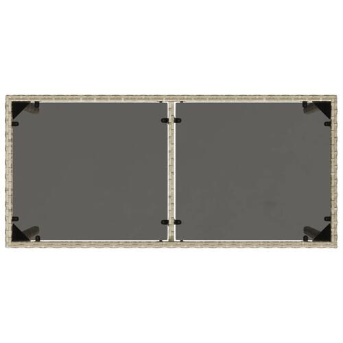Havebord med glastop 115x54x74 cm polyrattan lysegrå