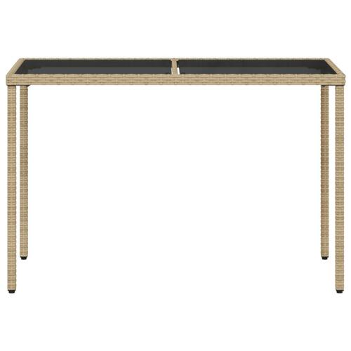 Havebord med glastop 115x54x74 cm polyrattan beige