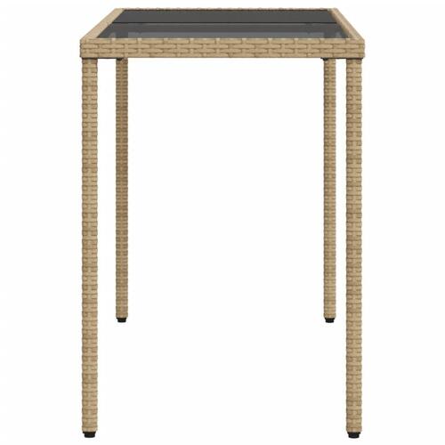 Havebord med glastop 115x54x74 cm polyrattan beige