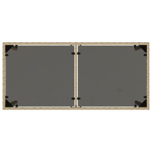 Havebord med glastop 115x54x74 cm polyrattan beige
