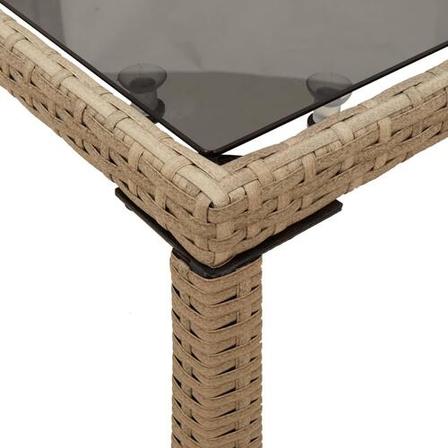 Havebord med glastop 115x54x74 cm polyrattan beige