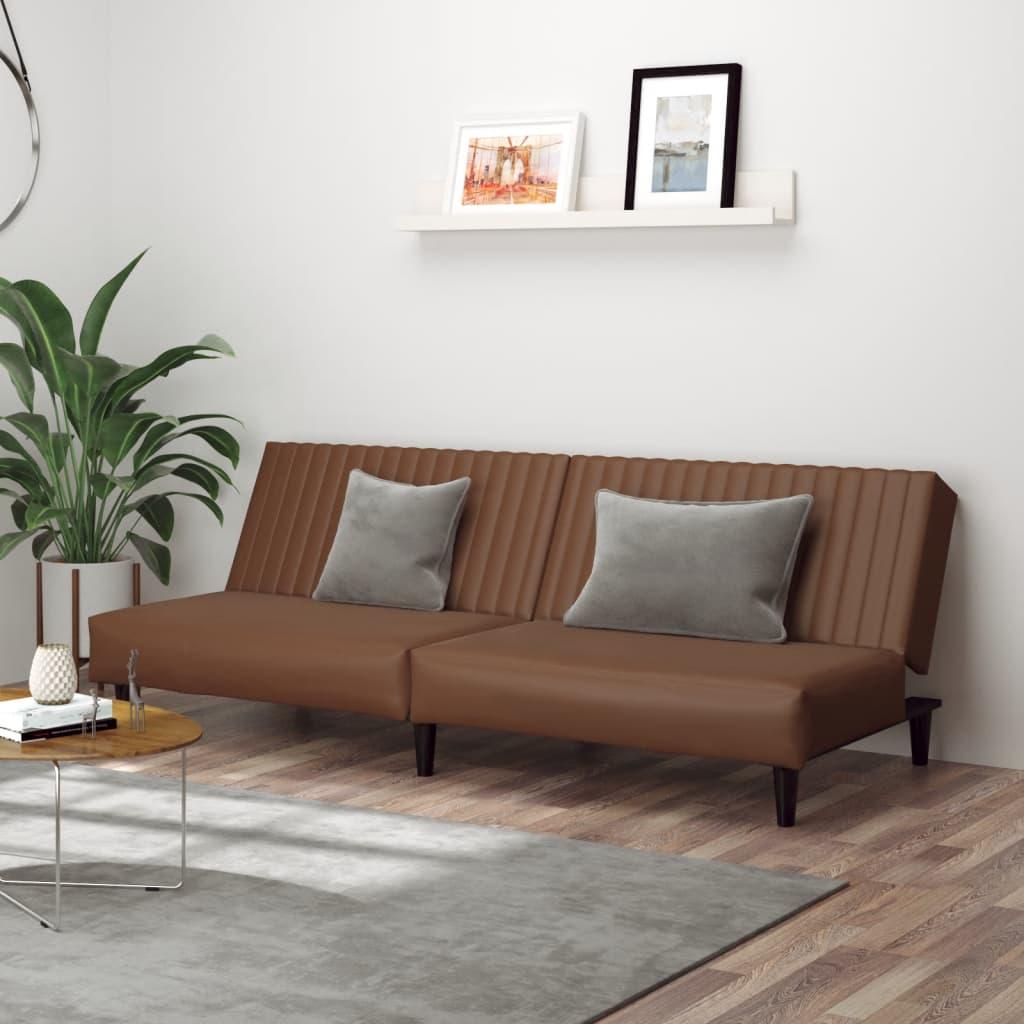 2-personers sovesofa i kunstlæder brun