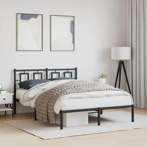Sengeramme med sengegavl 135x190 cm metal sort
